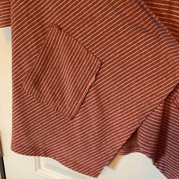 🛍️DONATED | Anthropologie | Dusty Pink Cream Striped Open Angled Cardigan - Picture 4 of 8